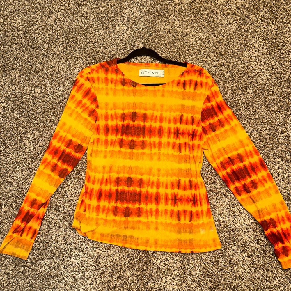 Ivyrevel mesh long sleeve top in orange tie dye